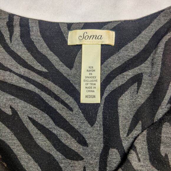 Lot of 2 Soma Animal Print Stretch Jersey Knit Midi Dresses Medium Gray Comfort - Picture 10 of 14